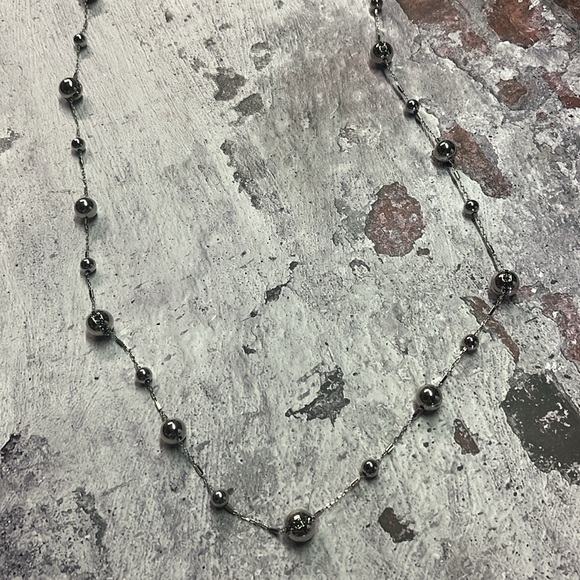 NWT Coldwater Creek Silver Vega Beads Rhinestone Accent Long Necklace - Picture 3 of 10